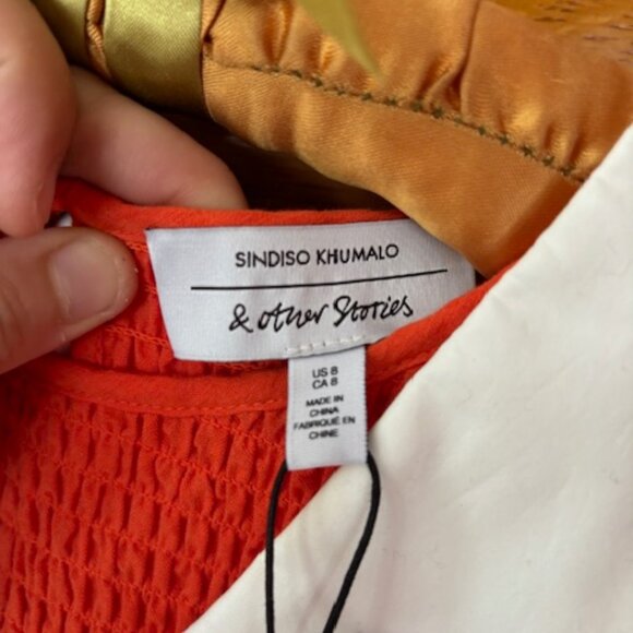 & OTHER STORIES + Sindiso Khumalo ~Detachable Collar Orange Midi Dress 8 (NWT) - Picture 3 of 7